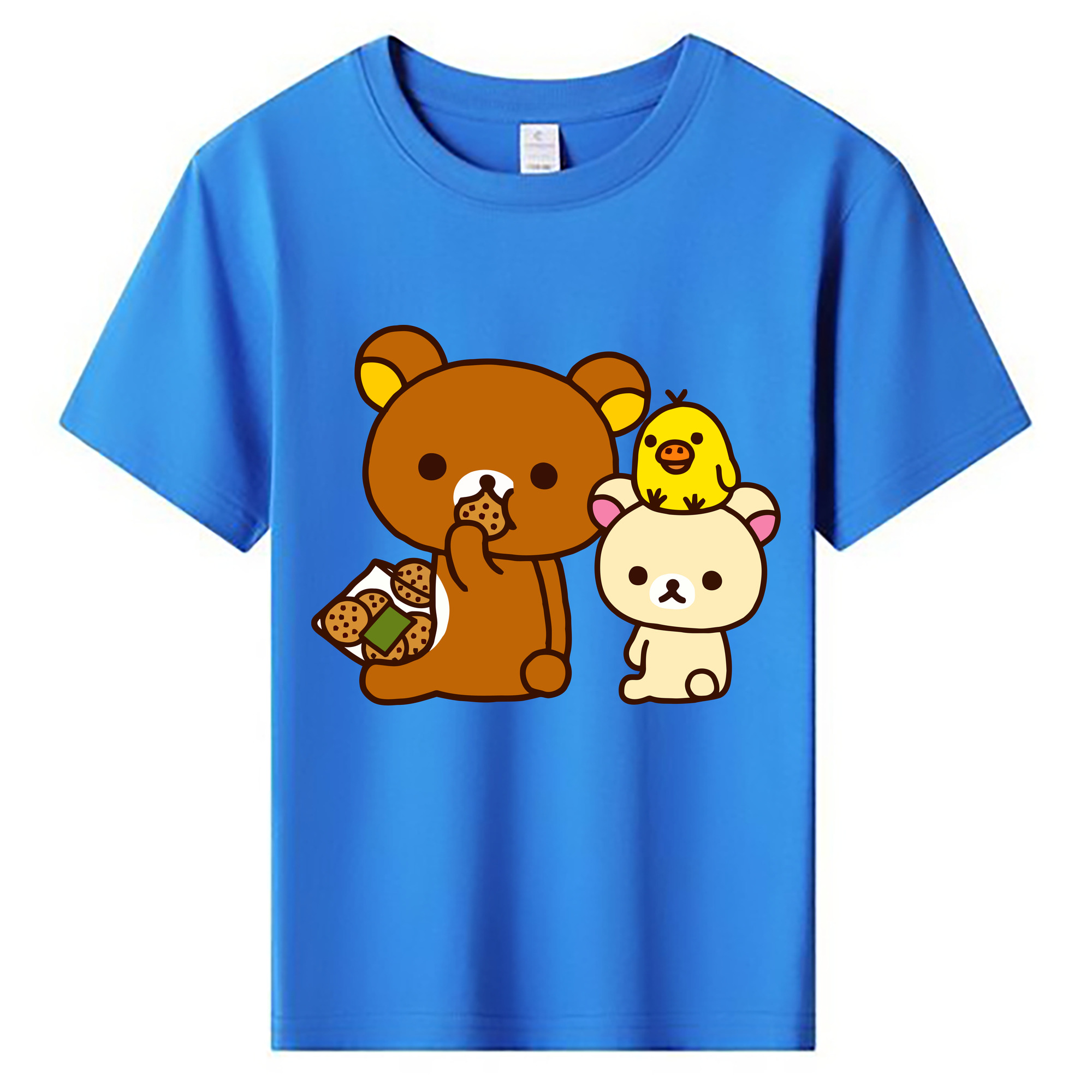 （画像用） リラックマ リラックマ キイロイトリ Rilakkuma Korilakkuma Kiiroitori 綿100％キッズTシャツ（フロントプリント）